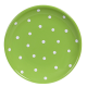Desszertes tányér, pasztell zöld-fehér pöttyös